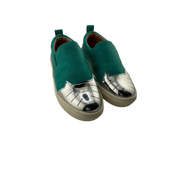 Hoo Chelia's Cat Eye Slip-On Turquoise Metallic Kids Sneaker Kids Size 11.5 EUC - Picture 2 of 11